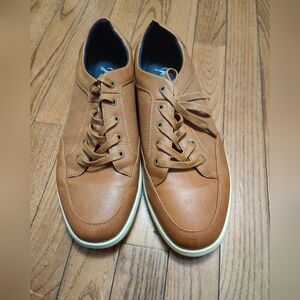 Jousen Milan - Men's Brown Perforated Lace Up Casual Sneakers Size 11